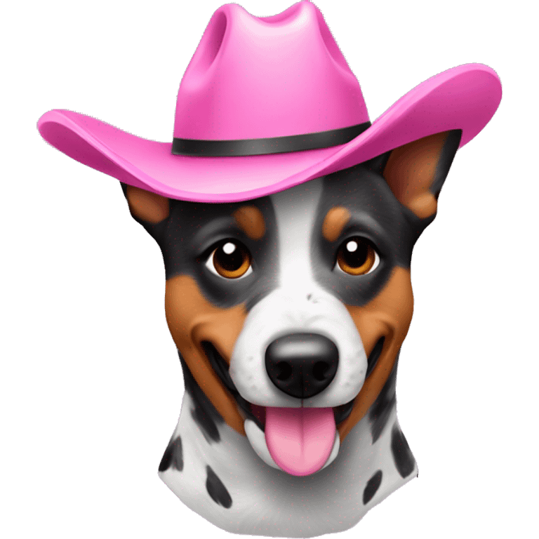 Cattle dog with pink cowboy hat  emoji