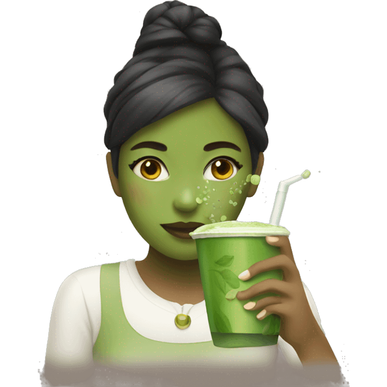 Girl drinking Matcha emoji