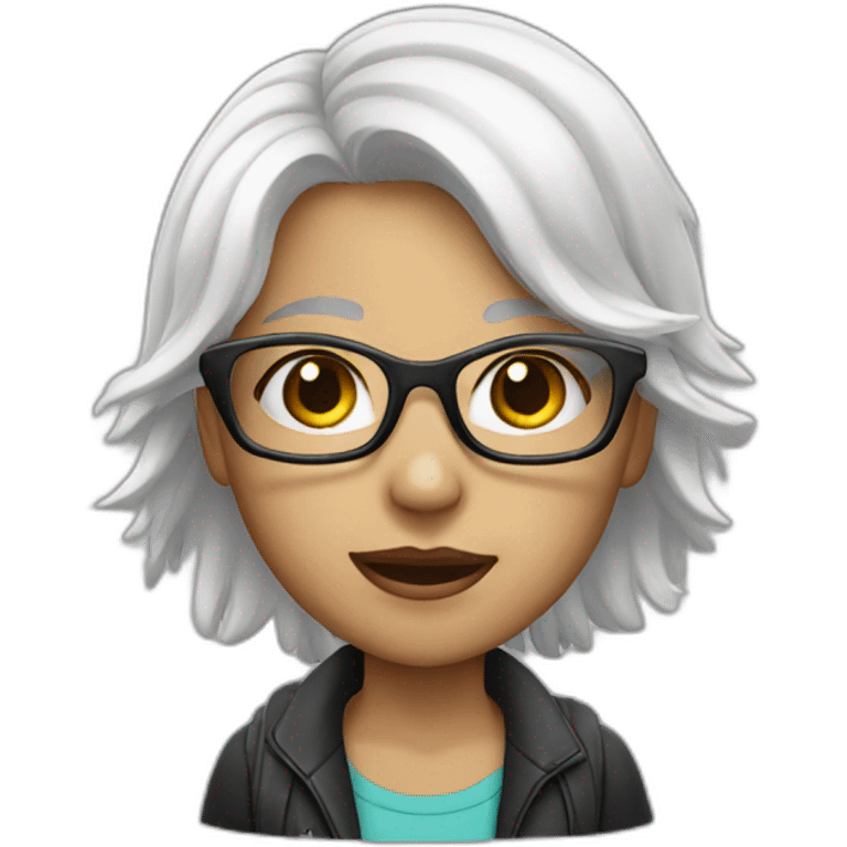 girl with white hair wearing glasses emoji