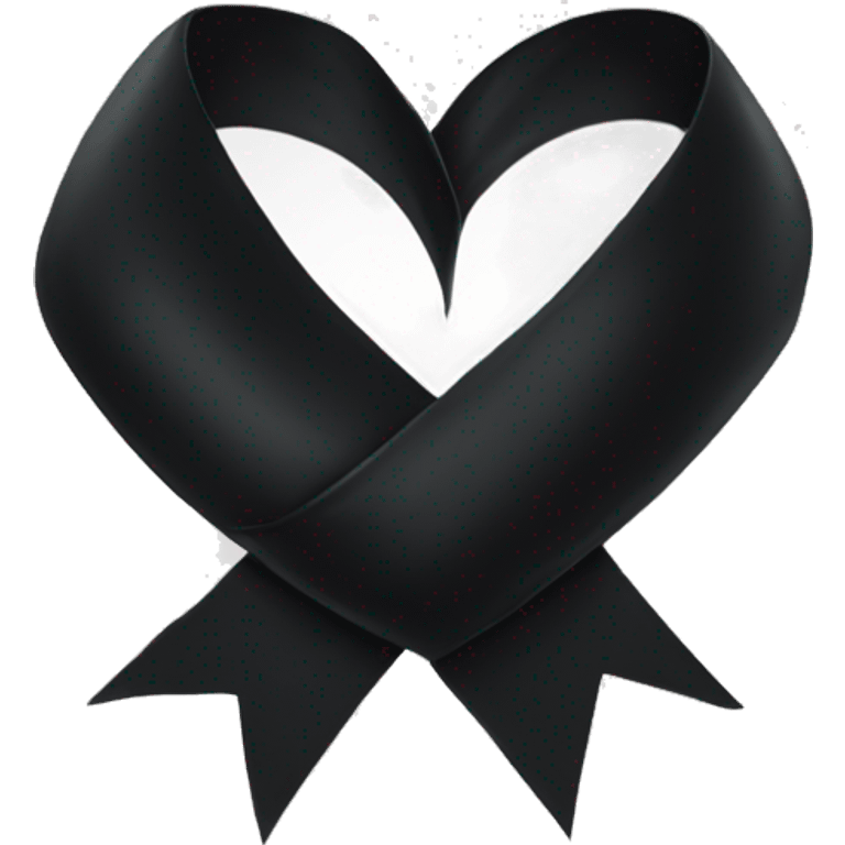 a black ribbon wrapped around a white heart emoji