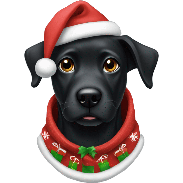 black dog wearing a christmas hoodie emoji