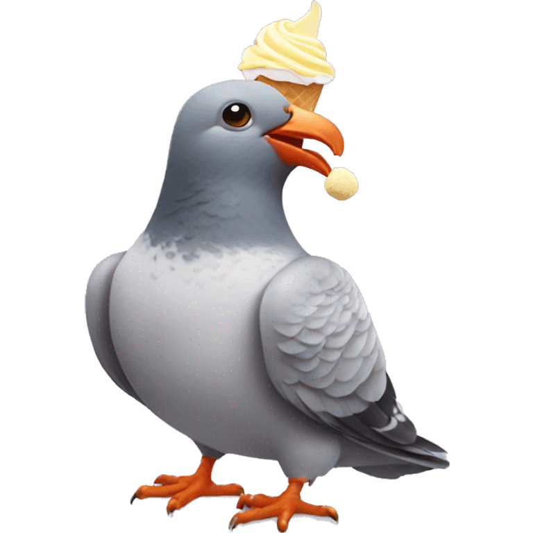 pigeon eating ice cream emoji