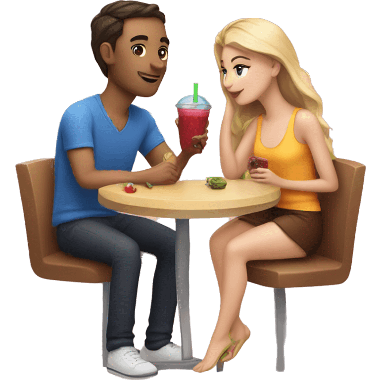 fair skinned people having a date over a smoothie emoji