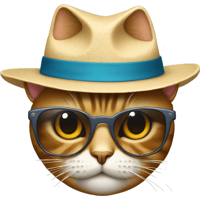 Cat with sunglasses and hat emoji