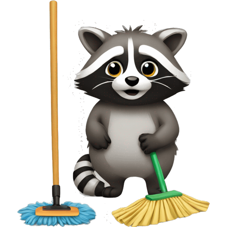 raccoon with a mop emoji