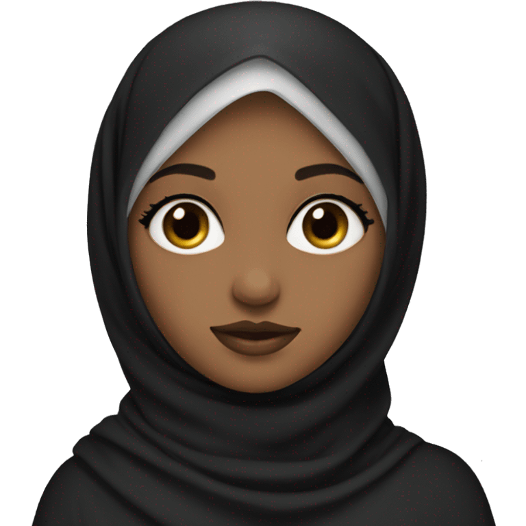 a girl wearing hijab and has eyelashes and makeup on and had black clothes emoji