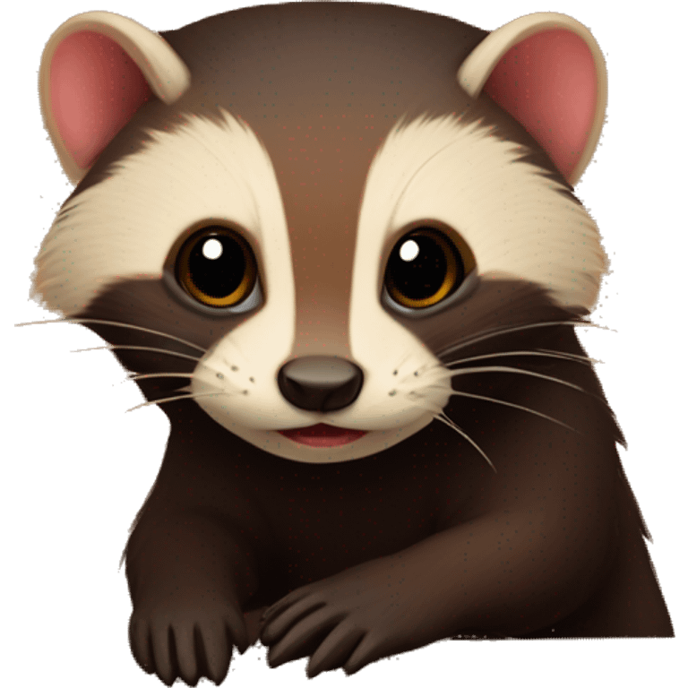 Brown Polecat on brown wood emoji