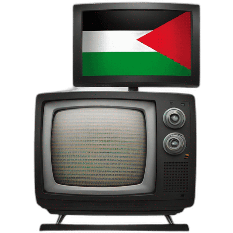 A TV is on the TV a picture with the flag of Palestine emoji