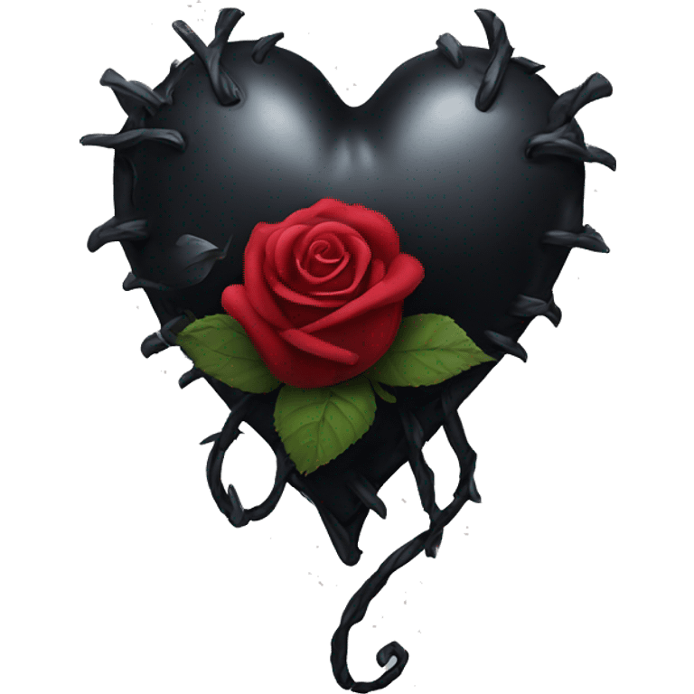 gothic heart with rose wrapped around emoji