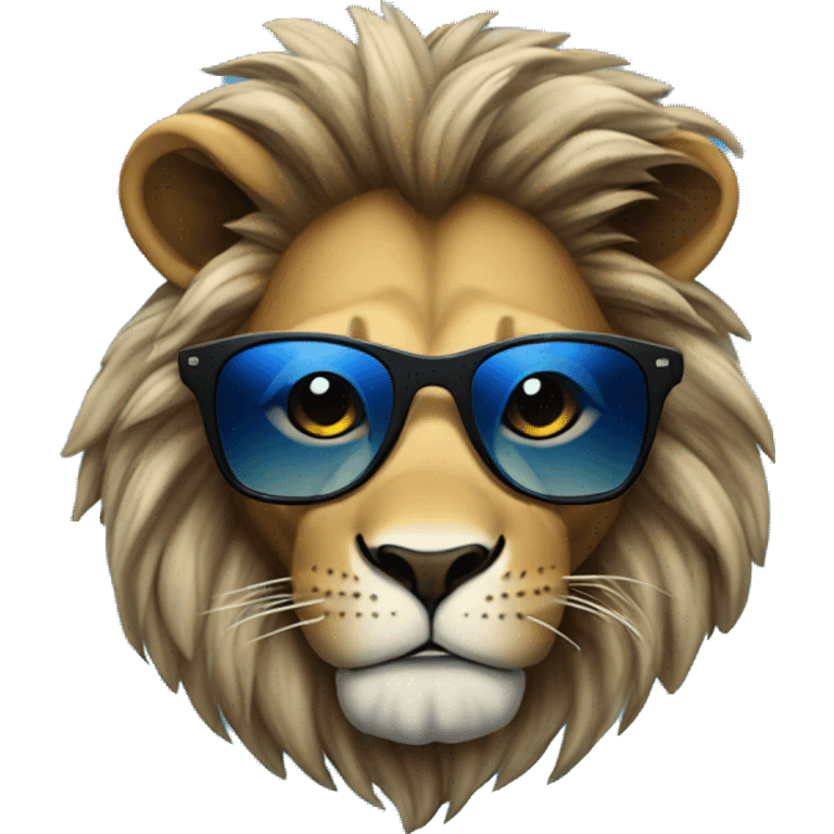 Lion w sunglasses on and blue smoke around head emoji