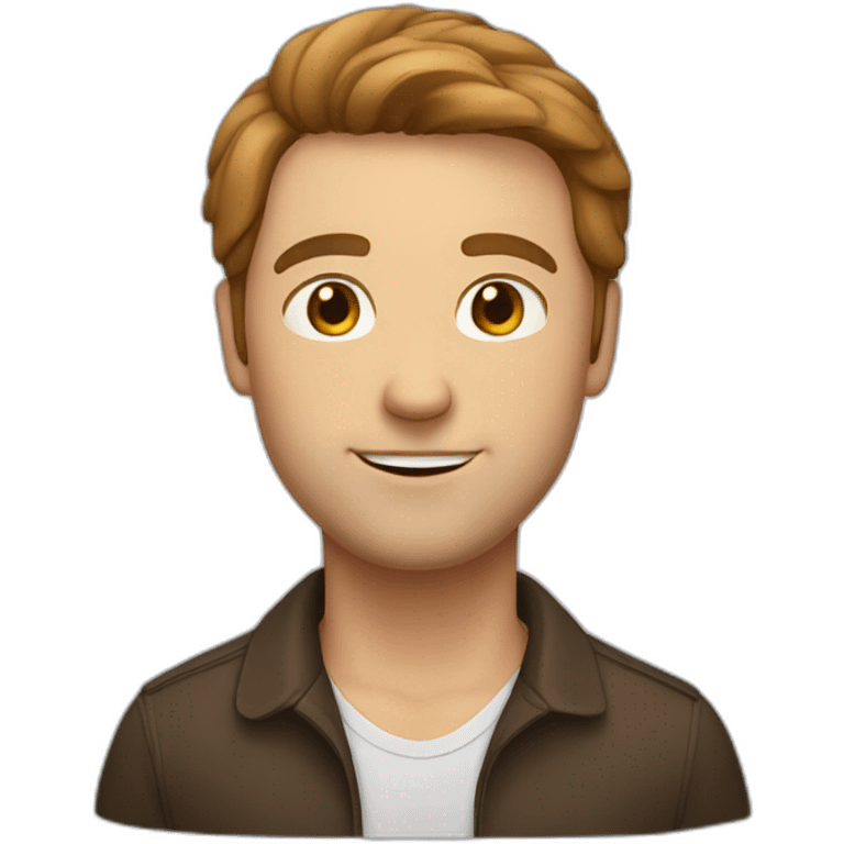 white man with brown middle parting hair and full bears emoji