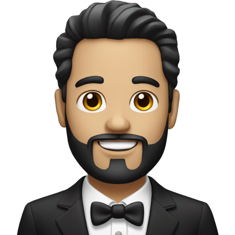 White man with black hair and beard in tux  emoji