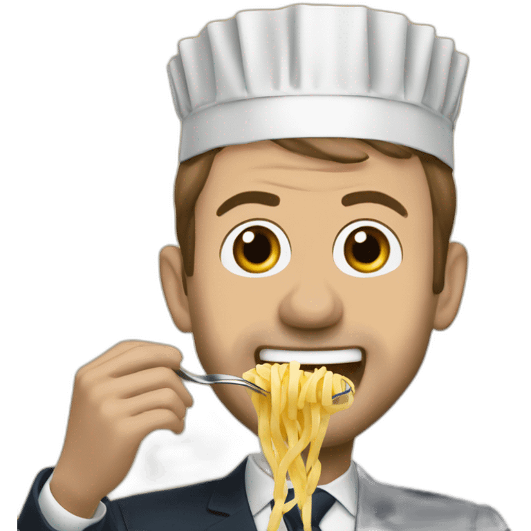 Emmanuel Macron eat pasta emoji