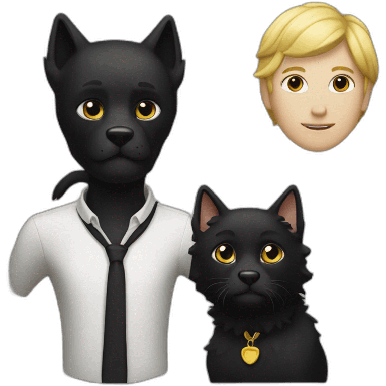 Chat noir et blanc et chien emoji