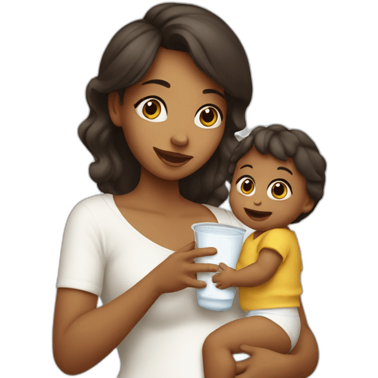 woman giving milk to a baby emoji