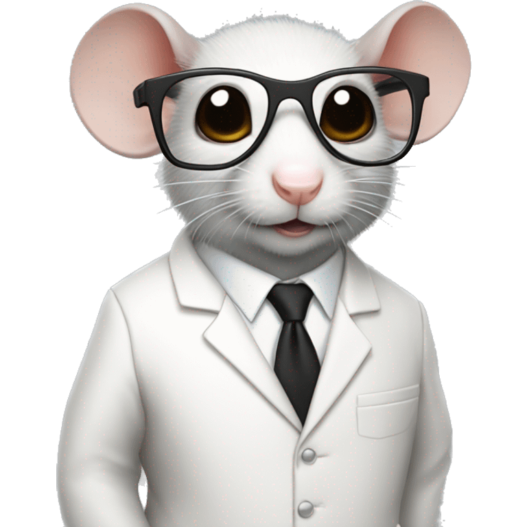 rat wearing a white suit, black pant, white shoes and glasses emoji