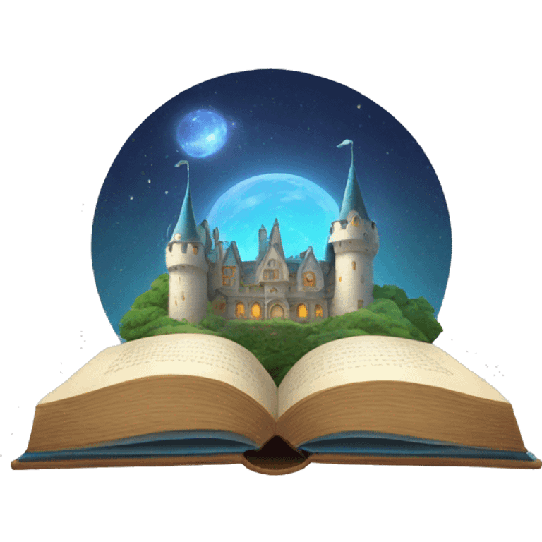  open book , with magic castle emoji