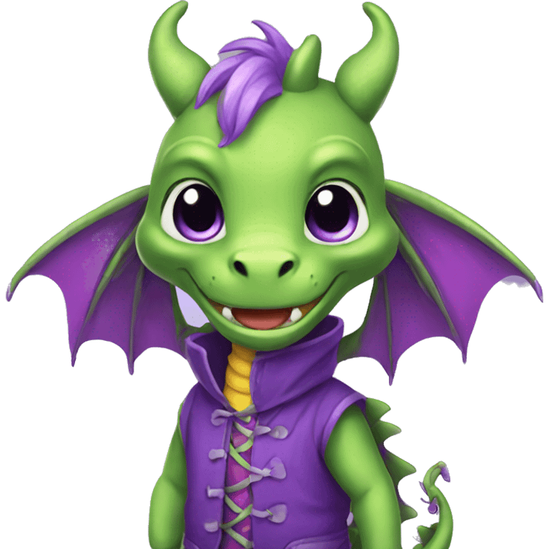 cute purple dragon wearing clothes emoji