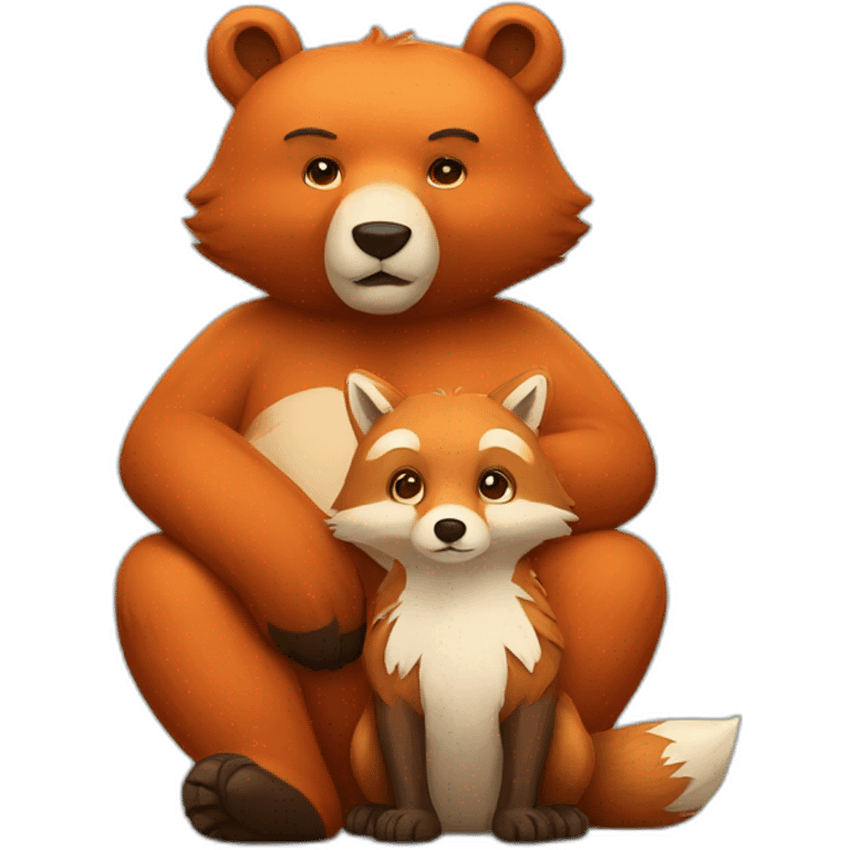 bear and fox are sitting together emoji