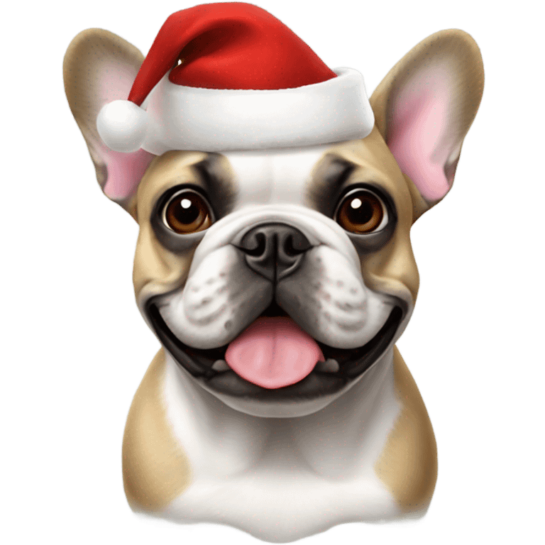 French bulldog with Christmas hat emoji