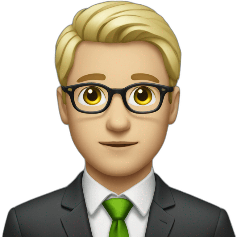 blond short hair man with glasses and green eyes in a suit portrait emoji