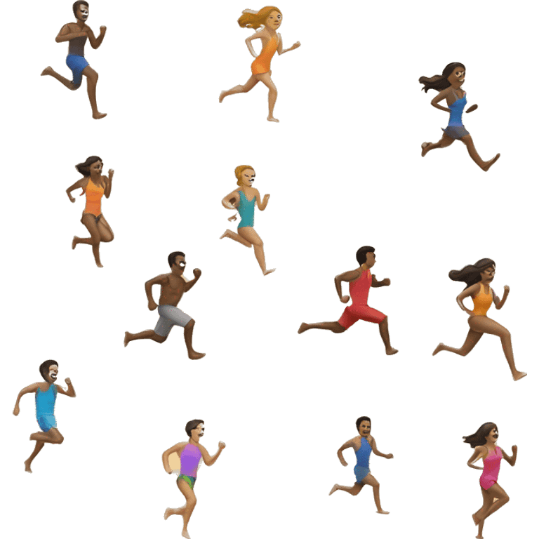 people running on the beach having fun emoji