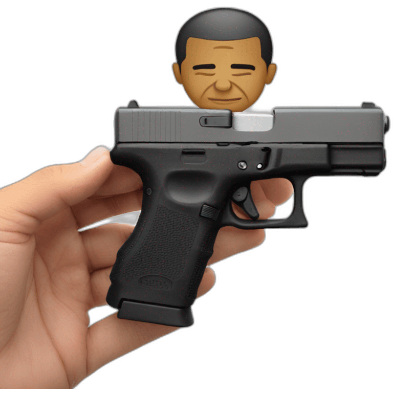 Barrack Obama holding near his head glock 19 emoji