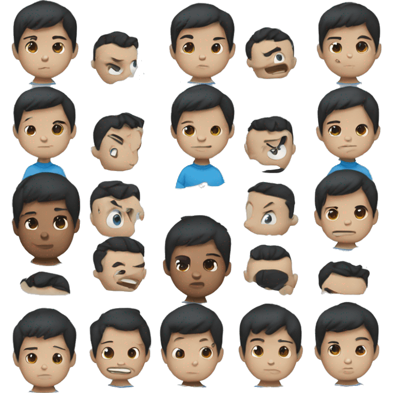 Young male with black hair, small eye but not chinese, with blue shirt emoji