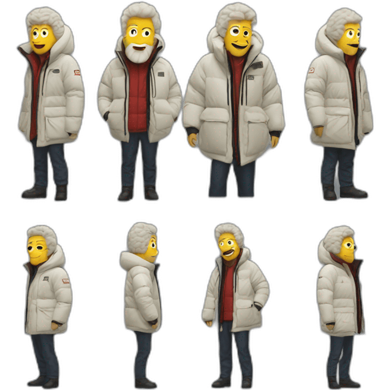 60 years old white men with puffy jacket supreme x north face emoji