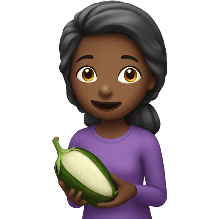 Girl eating eggplant emoji