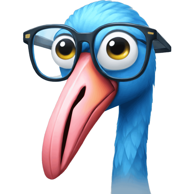 Blue flamingo wearing glasses emoji