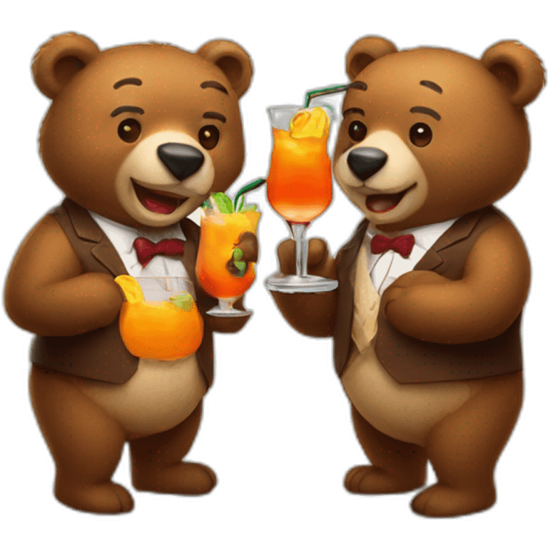 two bears drinking a cocktail emoji