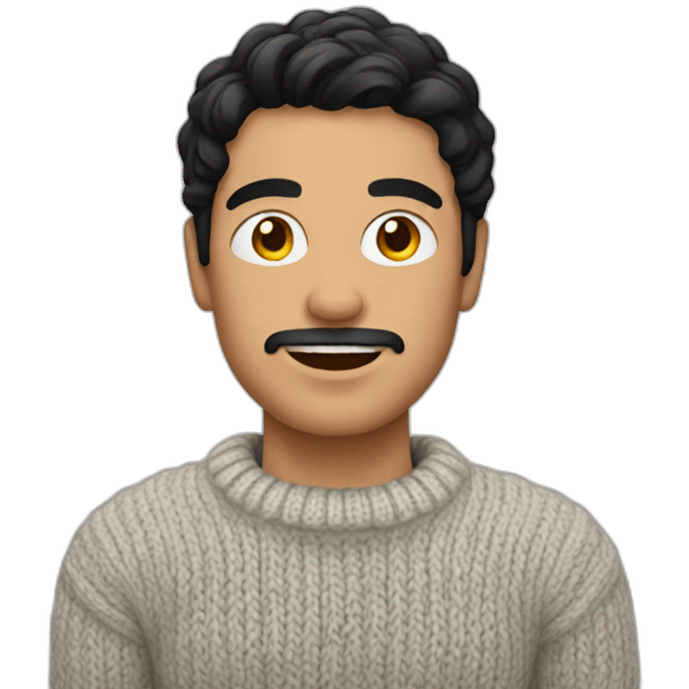 Man with Black hair in knitted sweater emoji