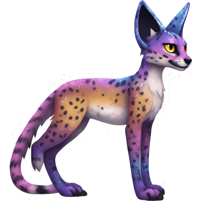 Epic Edgy Colorful Sparkly Sergal-Serval-Vernid full body emoji