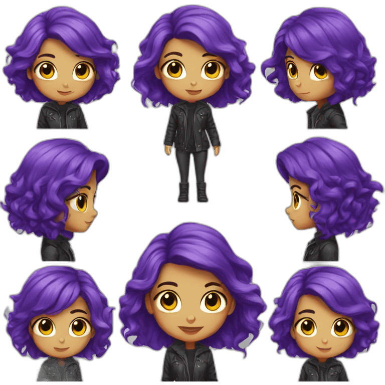 Artist girl purple hair in the jacket emoji