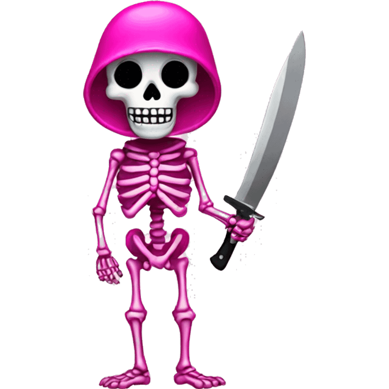 Pink skeleton with knife emoji