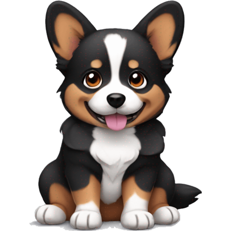 cute dark corgi emoji