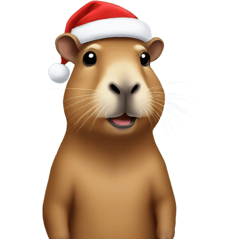 Capybara with a Santa hat emoji