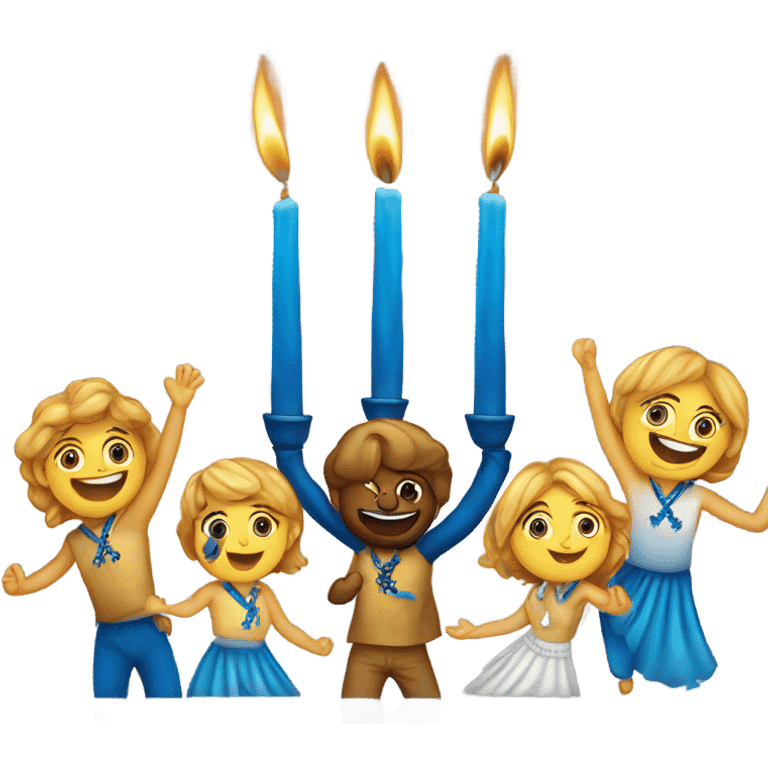 Hanukkah candles with Jewish dancers on top emoji