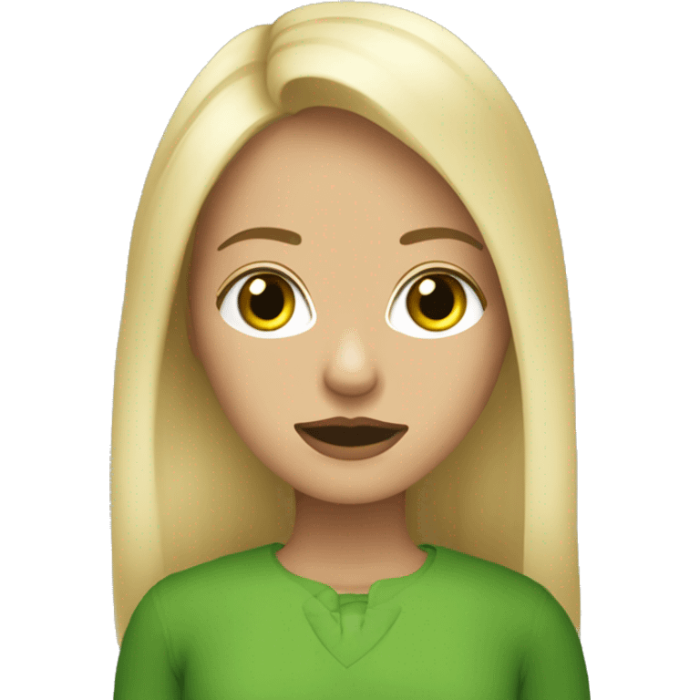 Buza y montañera mujer rubia pelo largo con los ojos verdes emoji