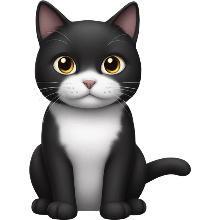 a black and white cat with black chin and a black cat together emoji