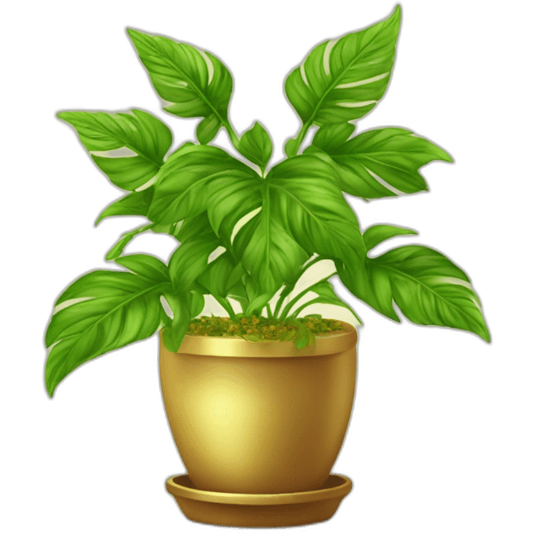 divine plant in a flower pot in golden on a stand with four feer emoji