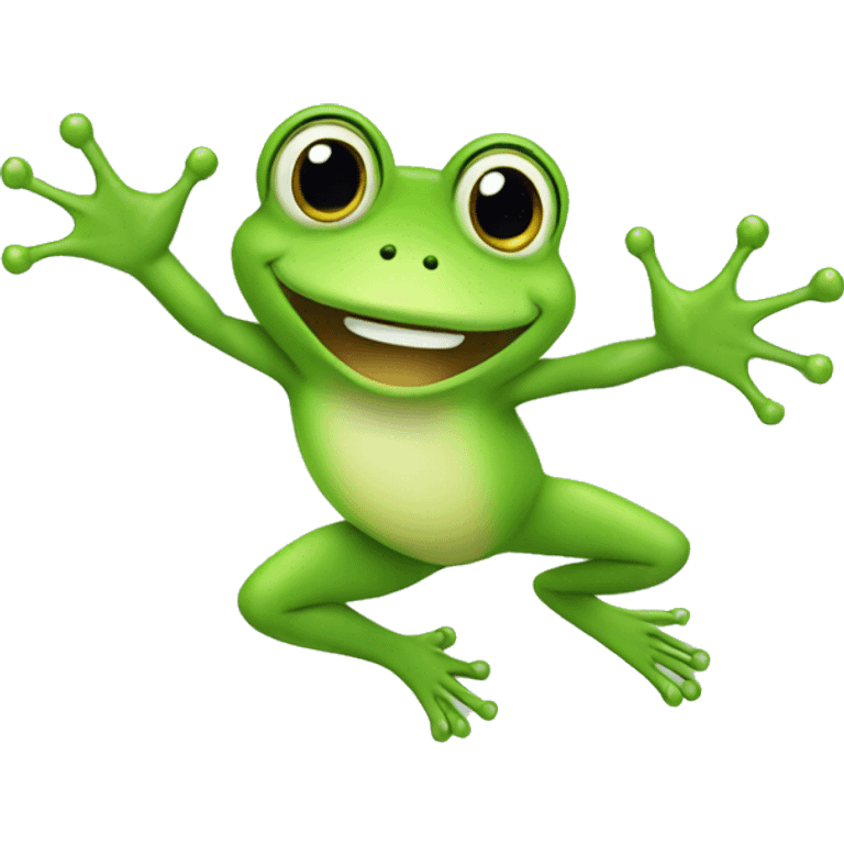 Happy cute frog jumping  emoji