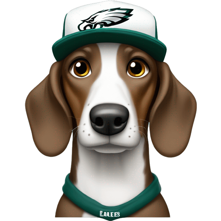 Merle Dacschund wearing Philadelphia Eagles hat emoji