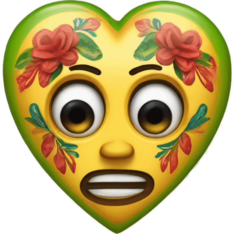 A heart with one eye in the middle and Mexican decorations on it  emoji