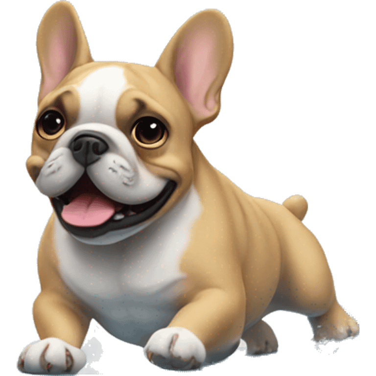 french bulldog riding a wave emoji