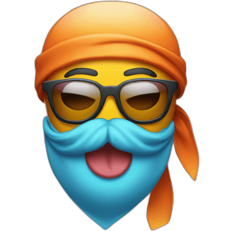 emoji sticking out tongue and closed right eye with gradient glasses, beard and bandana on head emoji