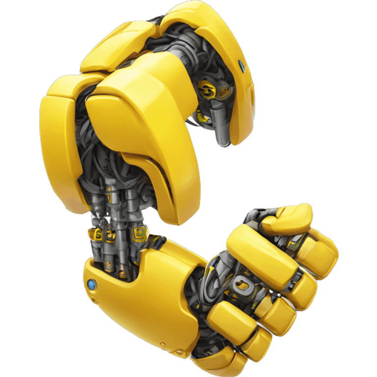 yellow robotic bicep with shocks and circuits that’s attached to the forearm emoji