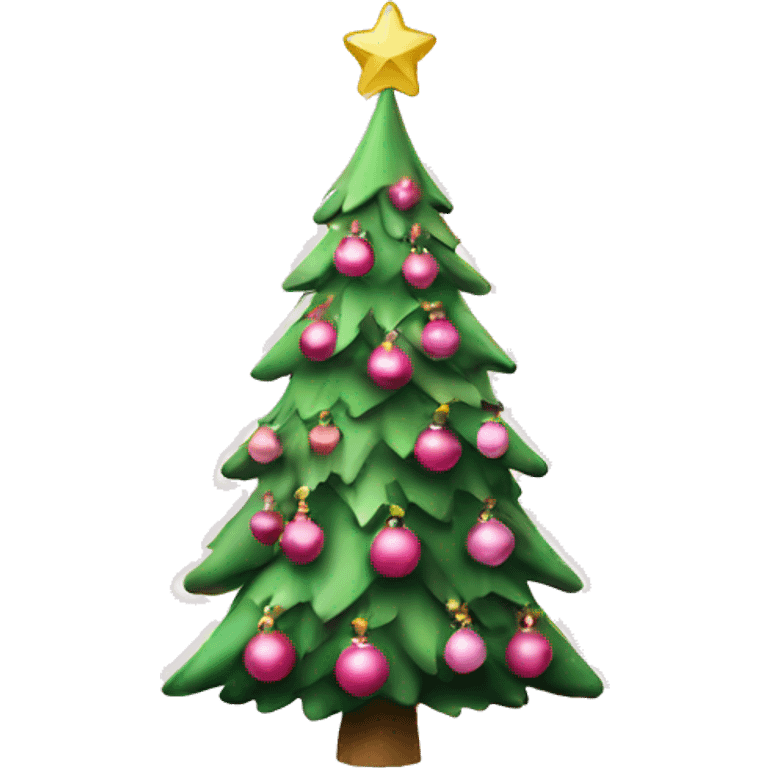 a christmas tree with pink ornaments emoji