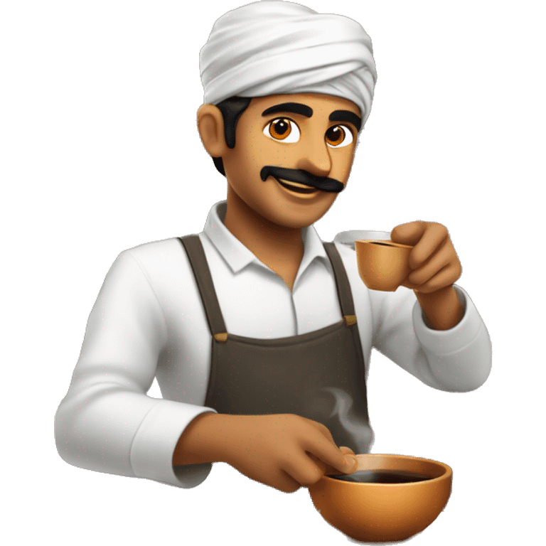 Chaiwala making tea in indian tea shop emoji